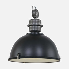 XXL black industrial pendant light, metal bell Ø 52 cm with adjustable height | Forgex
