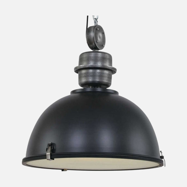 XXL black industrial pendant light, metal bell Ø 52 cm with adjustable height | Forgex