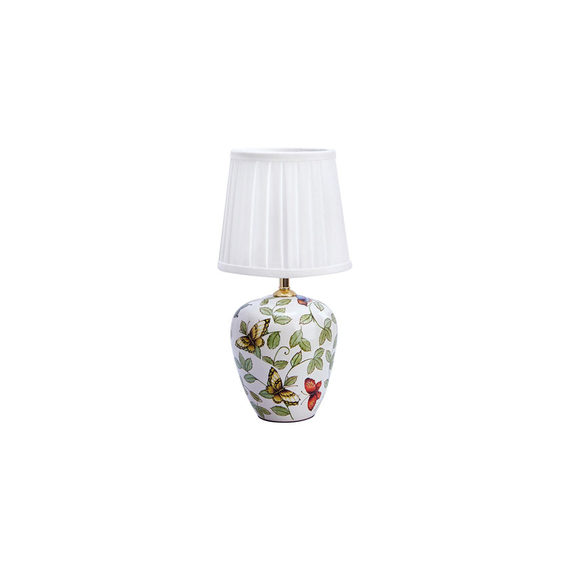 Lampe à poser Mansion en céramique à motifs et blanche