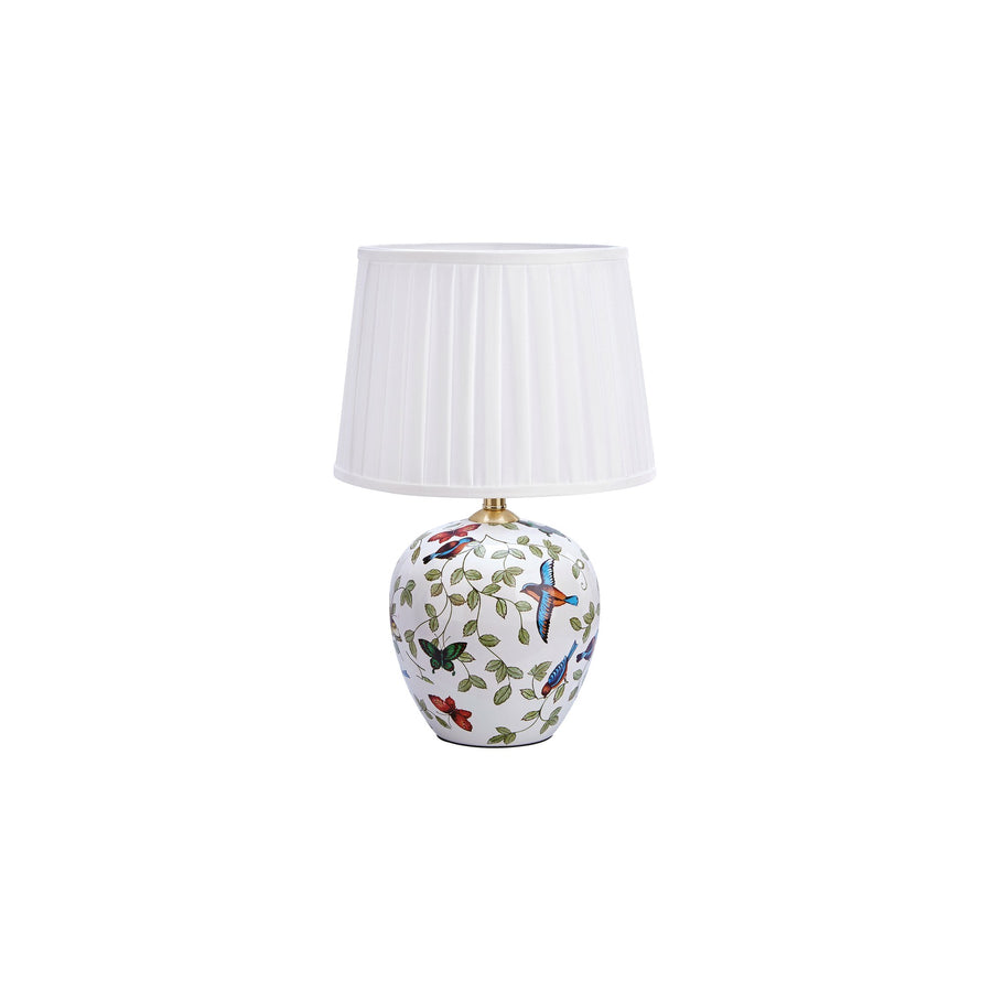 Lampe à poser Mansion en céramique à motifs et blanche