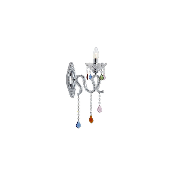 Applique murale Caramel chromée et cristal multicolore