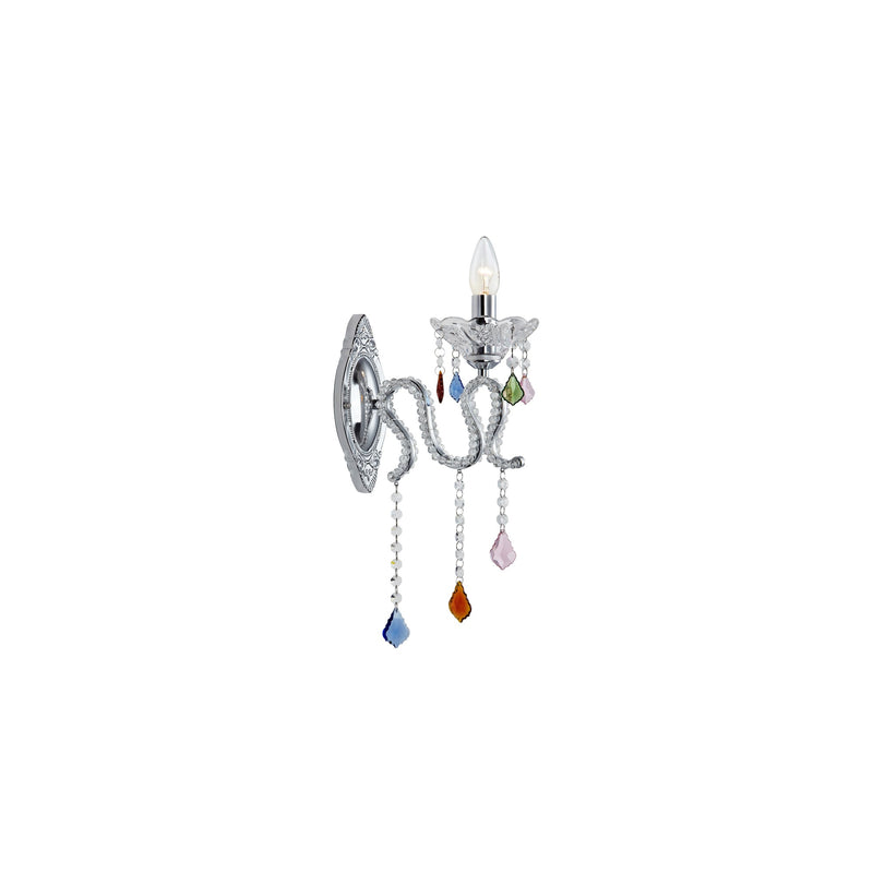 Applique murale Caramel chromée et cristal multicolore