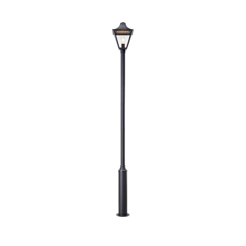 Tête de lampadaire d'extérieur Dandy noire et verre transparent