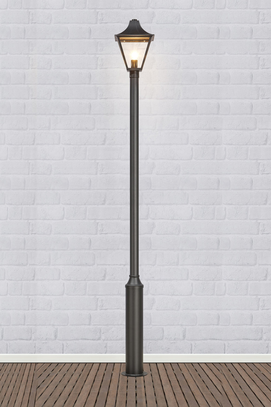 Tête de lampadaire d'extérieur Dandy noire et verre transparent