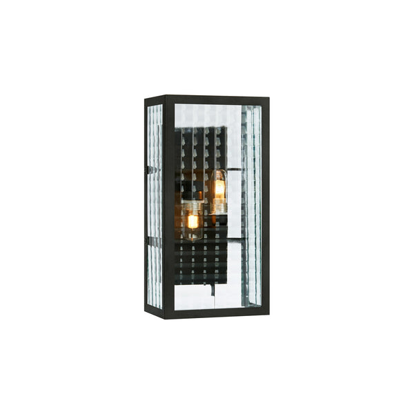Applique de salle de bain Fulham 2 lumières noire et verre transparent