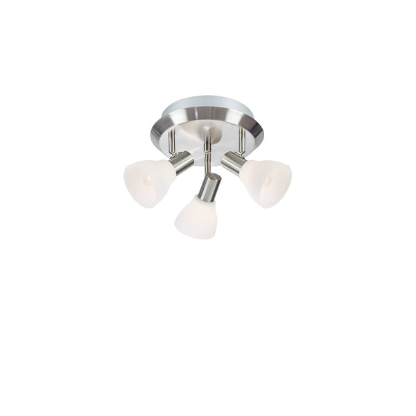 Plafonnier Vero 3 lumières en acier et verre opalin