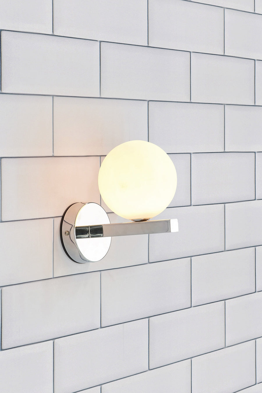 Applique de salle de bain Stream chromée et verre blanc