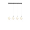 Suspension Quattro XL 4 lumières noire et verre blanc