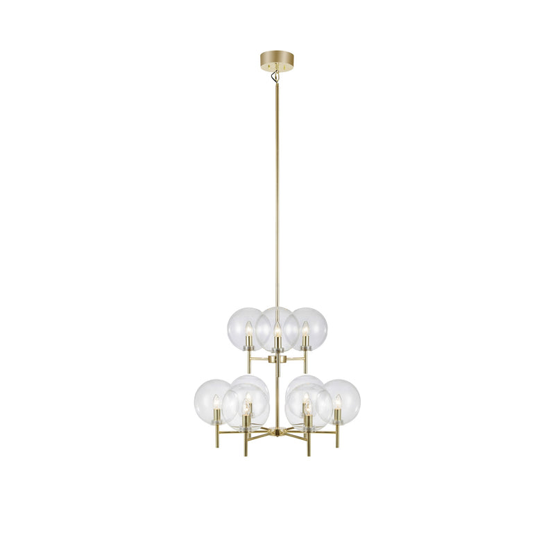 Lustre Crown 9 lumières en verre