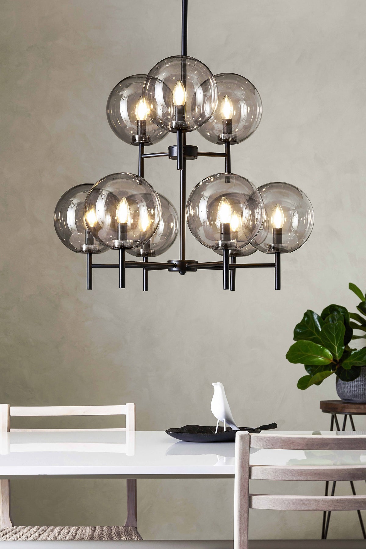 Lustre Crown 9 lumières en verre