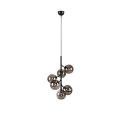 Lustre Callisto 6 lumières noir et verre fumé