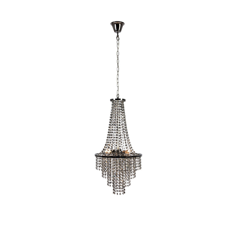 Lustre Allington 3 lumières en chrome noir et cristal