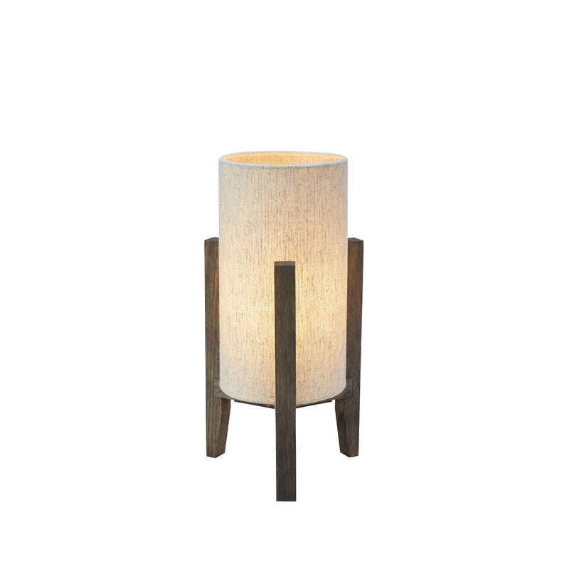 Lampe à poser Eruca en bois teinté brun et beige, abat-jour en lin