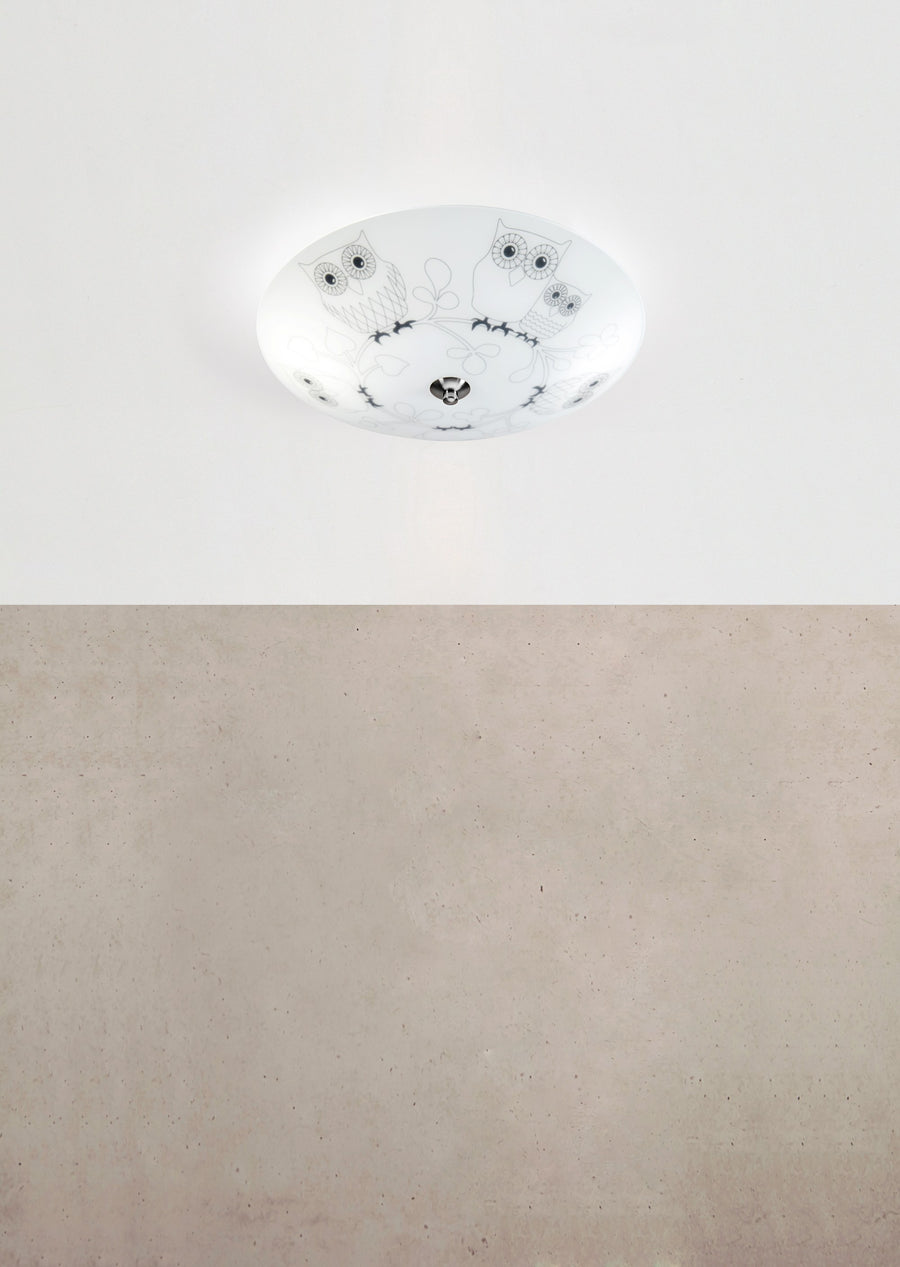 Plafonnier Ugglarp 2 lumières en verre blanc et noir 39 cm