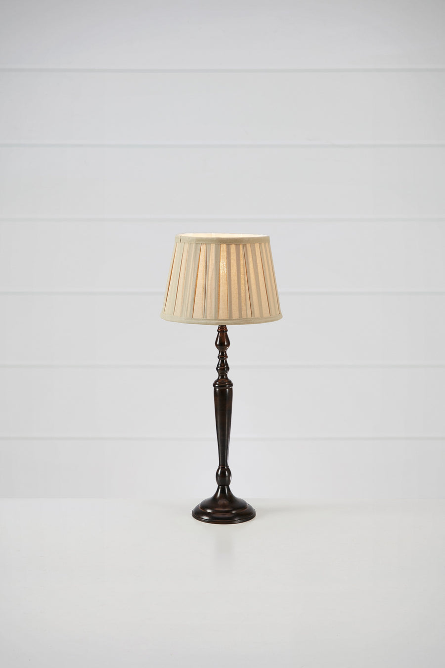Lampe à poser Chocolat beige et marron foncé, abat-jour en coton