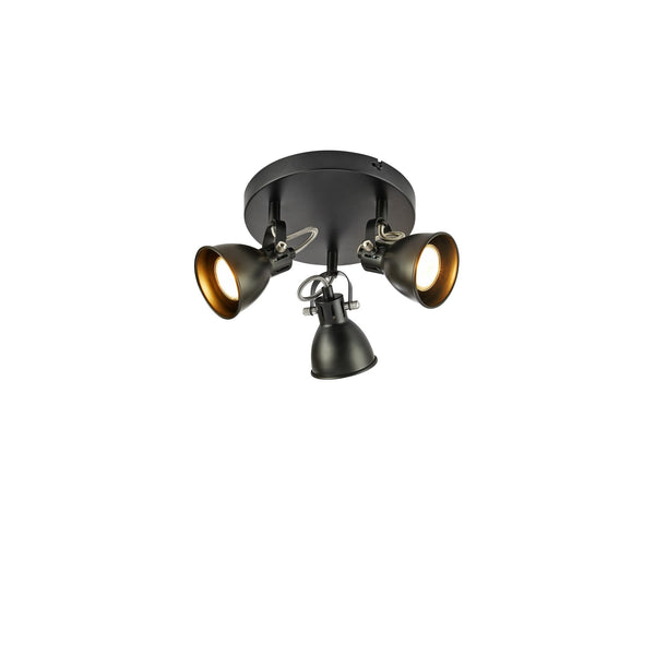 Plafonnier Mion 3 lumières noir mat