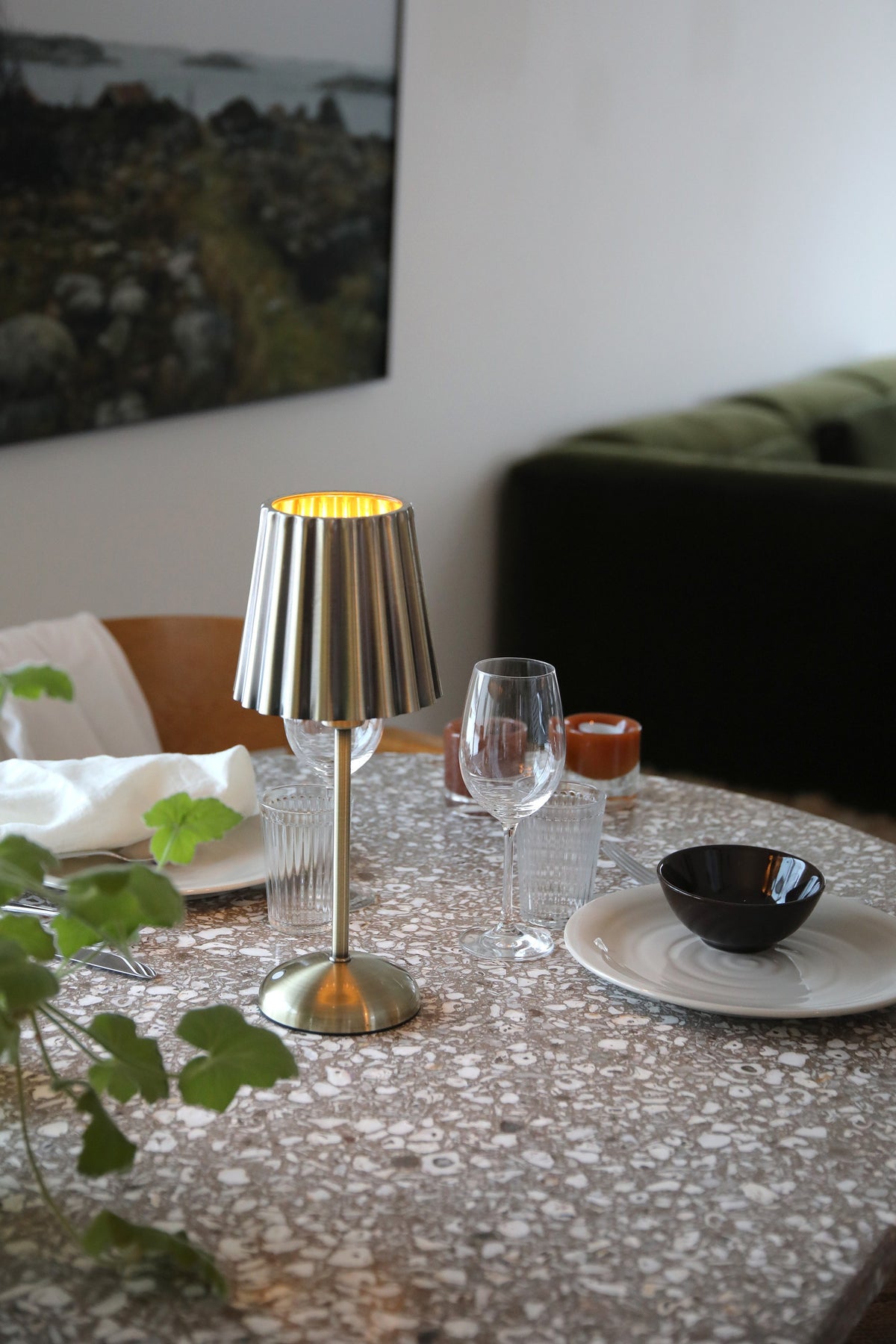 Lampe sans fil Celia en laiton vieilli