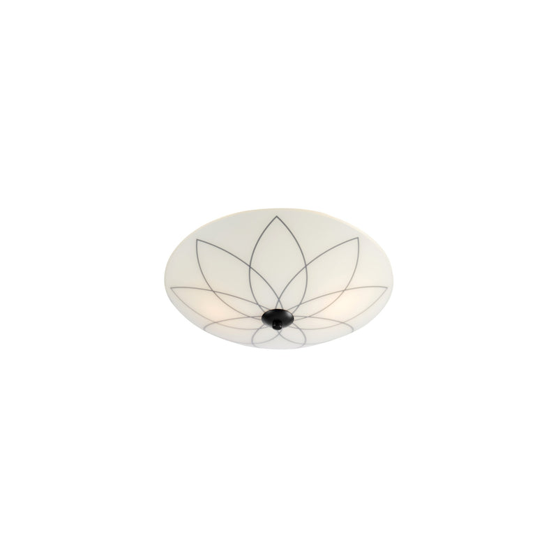 Plafonnier Lia 2 lumières en verre blanc et noir