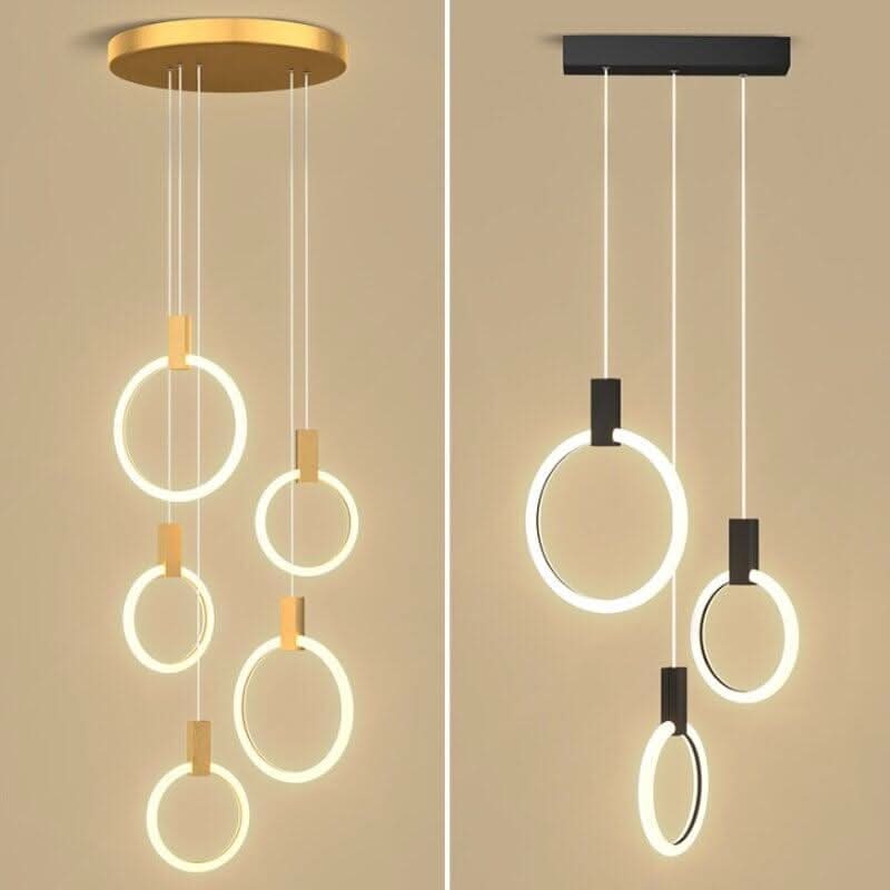 Modern LED Chandelier Ceiling Living Room Acrylic Ring Stairs Deco Hanging Lights Dining LED Pendant Lamps | Designix - 0 - https://designix.fr/