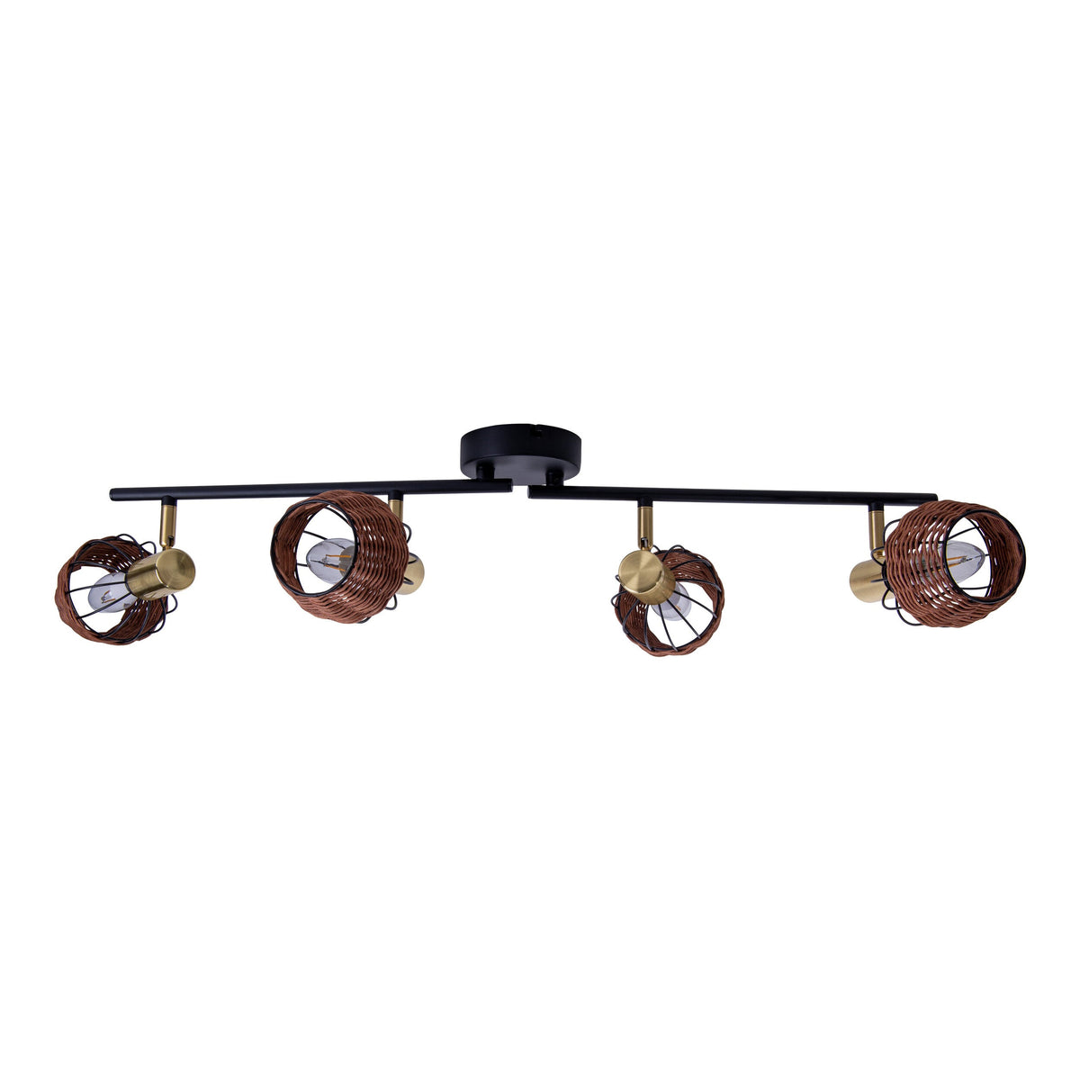 Plafonnier Corbis noir, rotin, L 78 cm