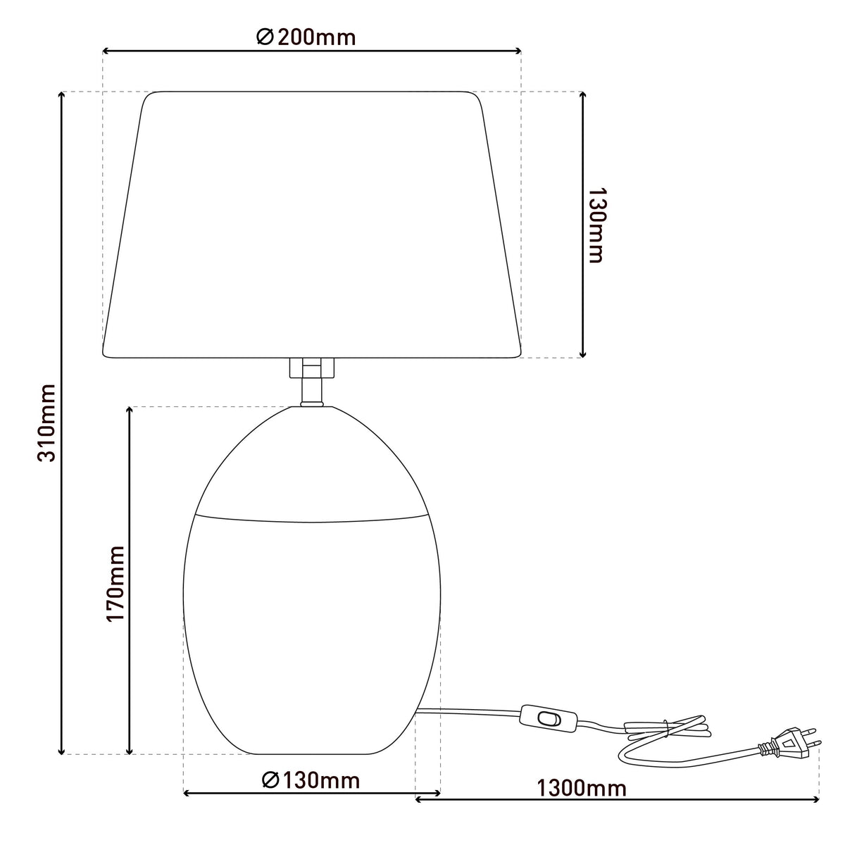 Lampe à poser Talia blanche et beige, tissu