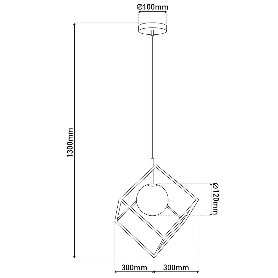 Suspension Cadre noire, verre