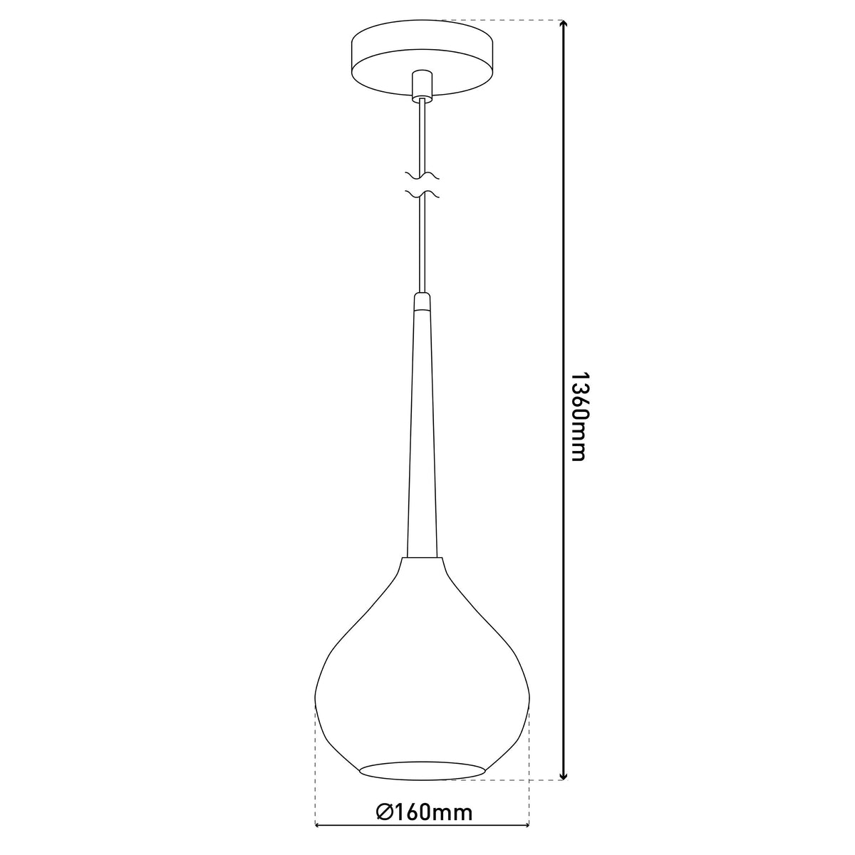 Suspension Vaso anthracite, verre, H 17 cm