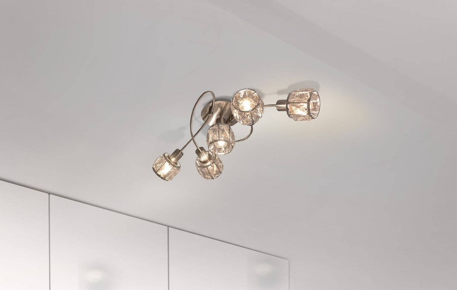 Plafonnier Josefa transparent, verre, L 61 cm