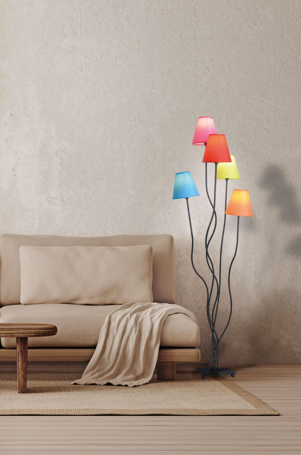 Lampadaire Colori multicolore, tissu