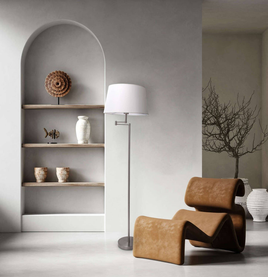 Lampadaire Bologna beige, tissu