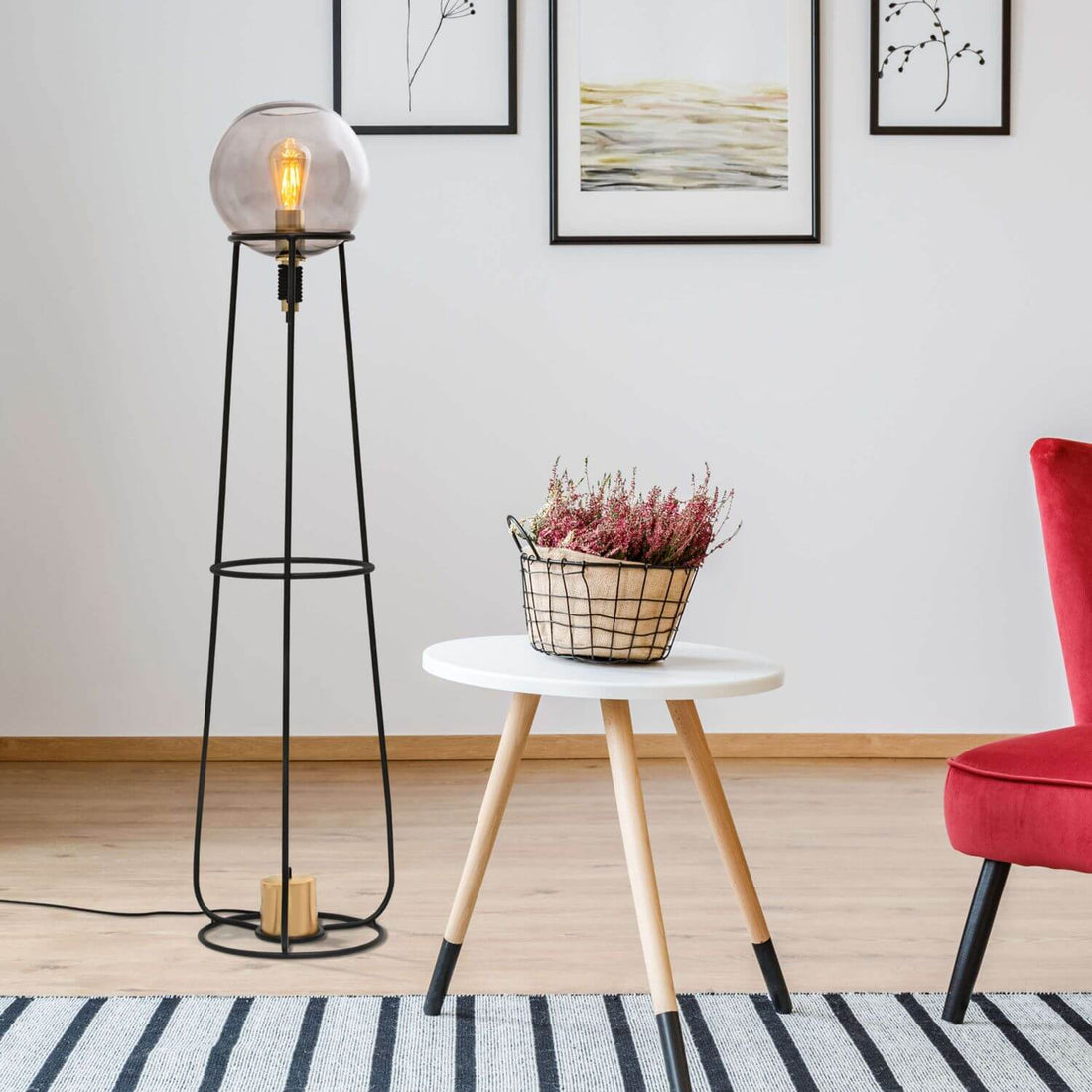 Lampadaire Stelo noir, verre