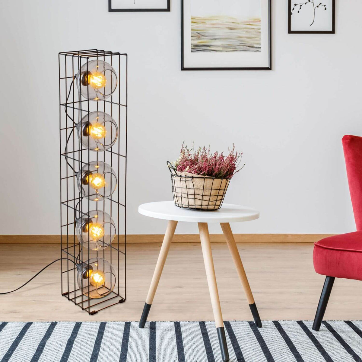 Lampadaire Cesta noir, verre