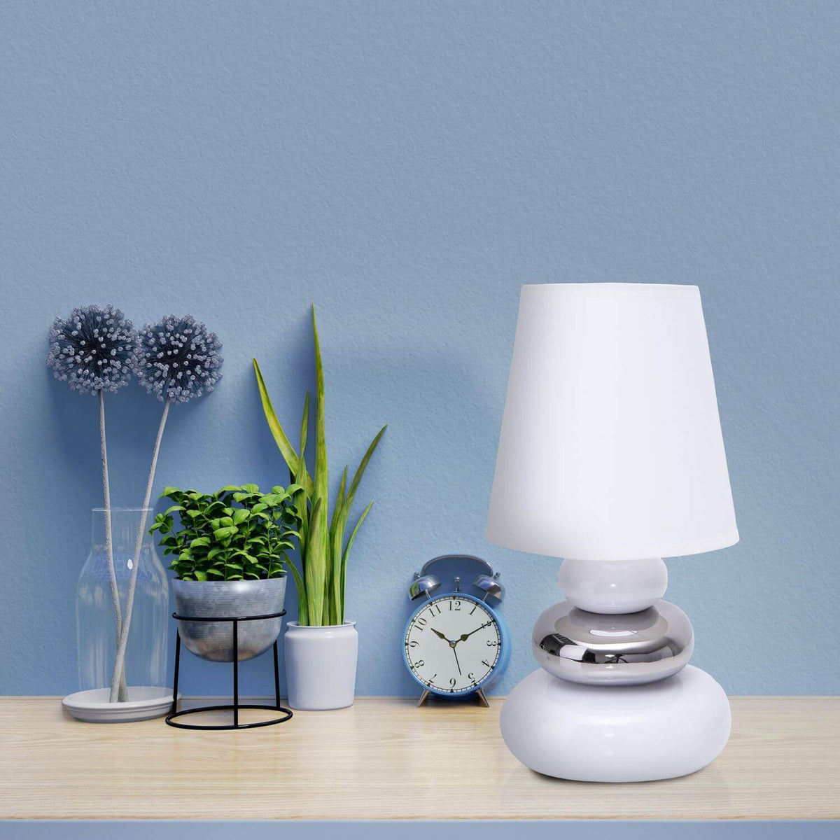 Lampe à poser Stoney blanche, tissu