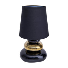 Lampe à poser Stoney noire et dorée, tissu