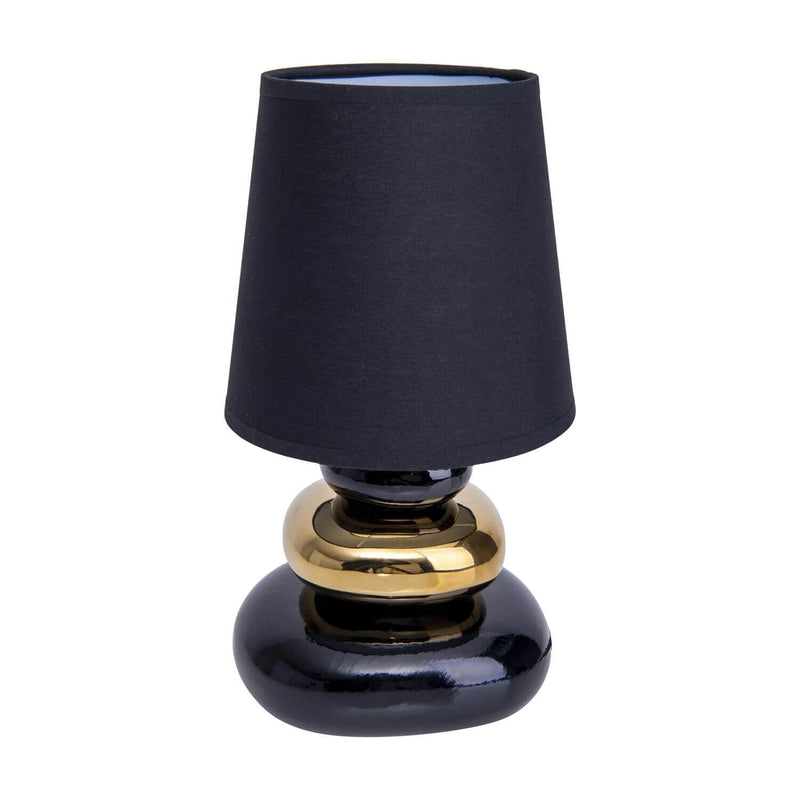 Lampe à poser Stoney noire et dorée, tissu