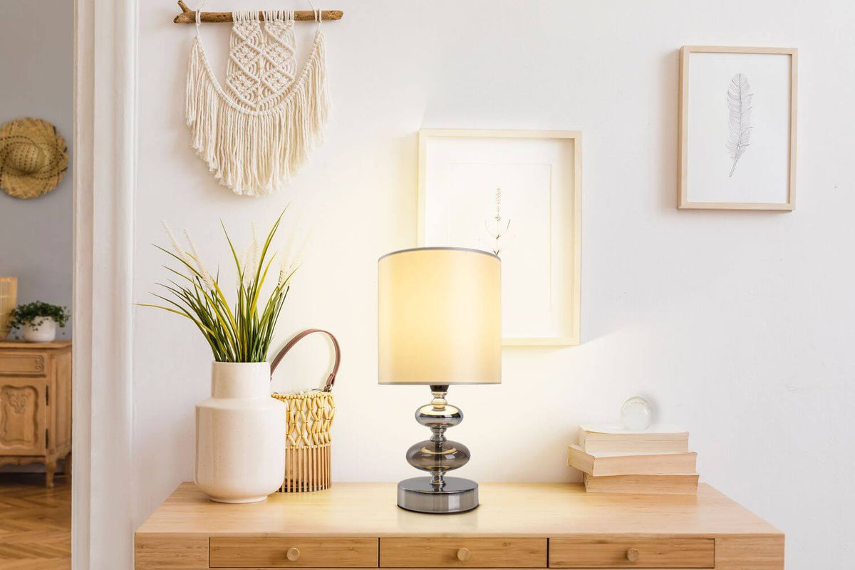 Lampe à poser Mali blanche, tissu