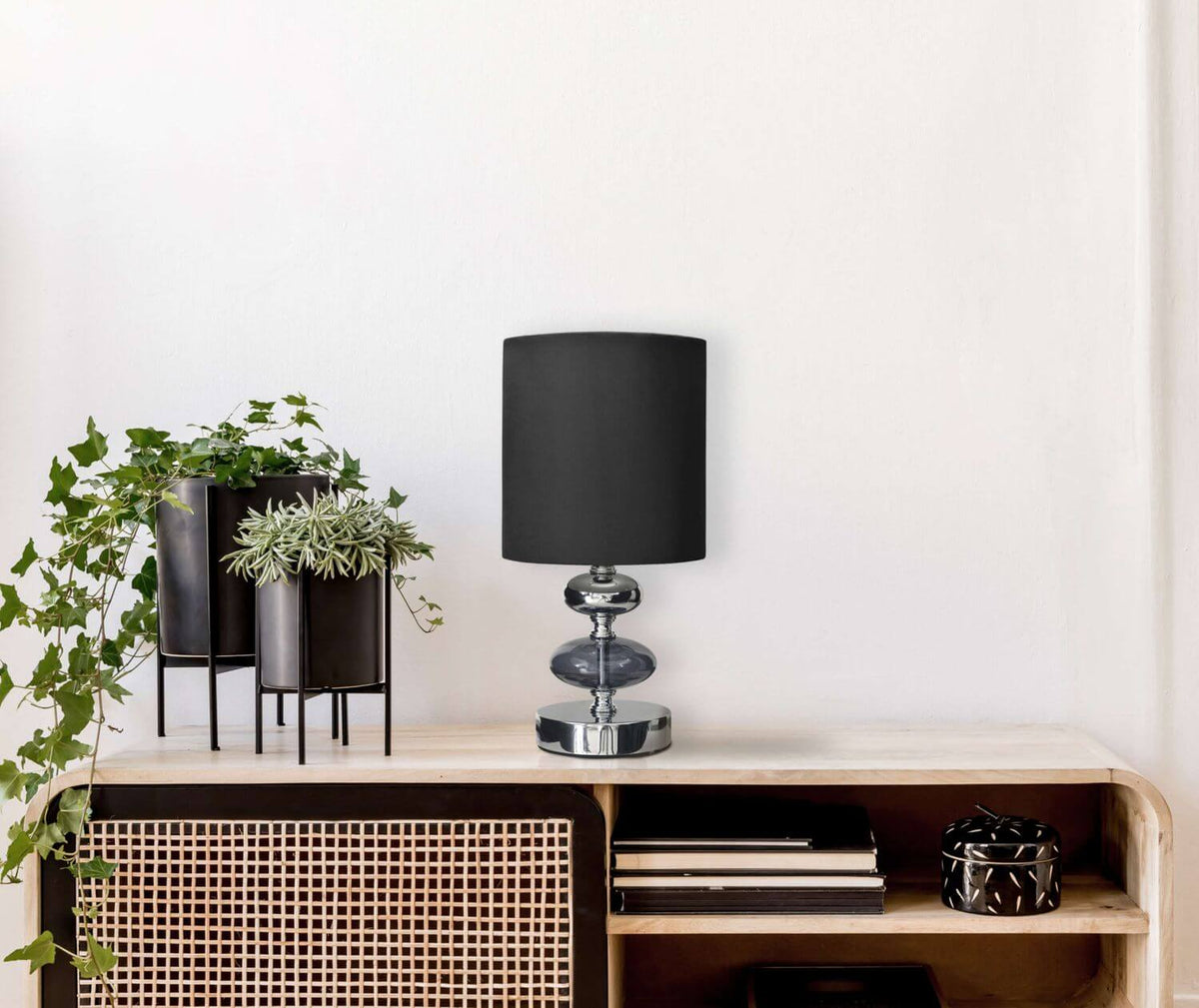 Lampe à poser Mali noire, tissu