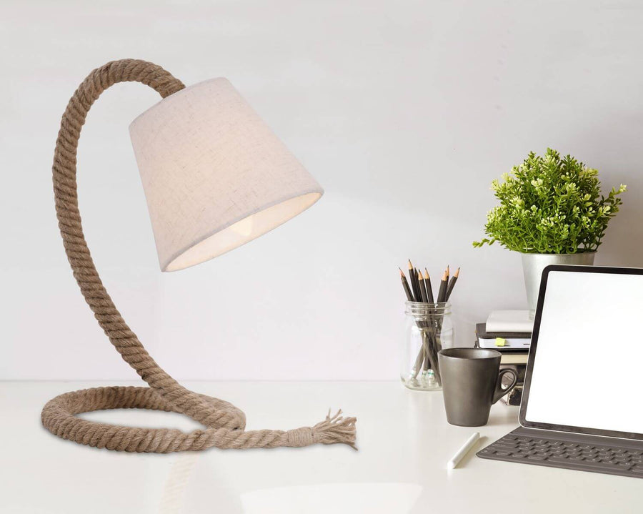 Lampe à poser Rope bois, tissu