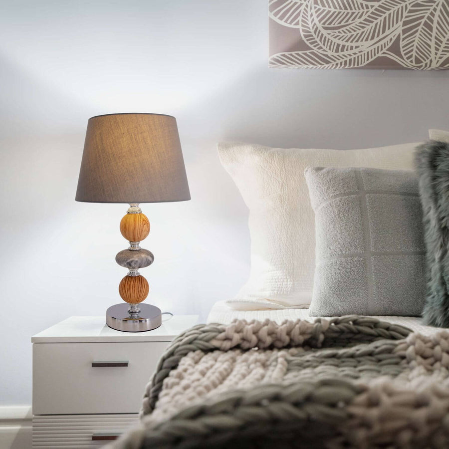 Lampe à poser Araga grise, tissu