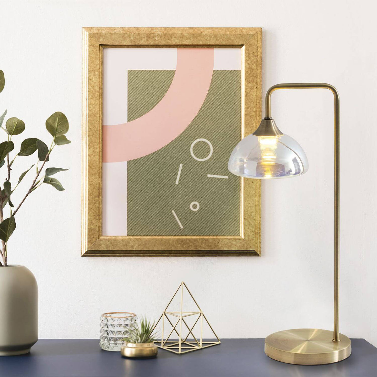 Lampe à poser Varna laiton, verre