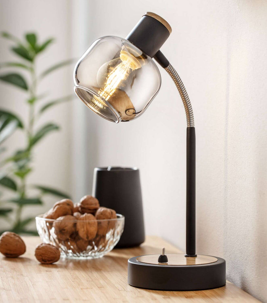 Lampe à poser Fumoso noire, verre