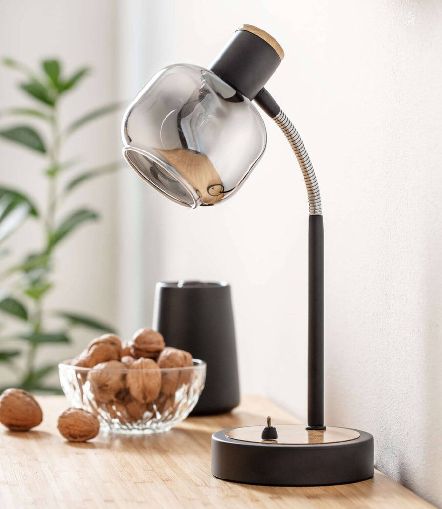 Lampe à poser Fumoso noire, verre