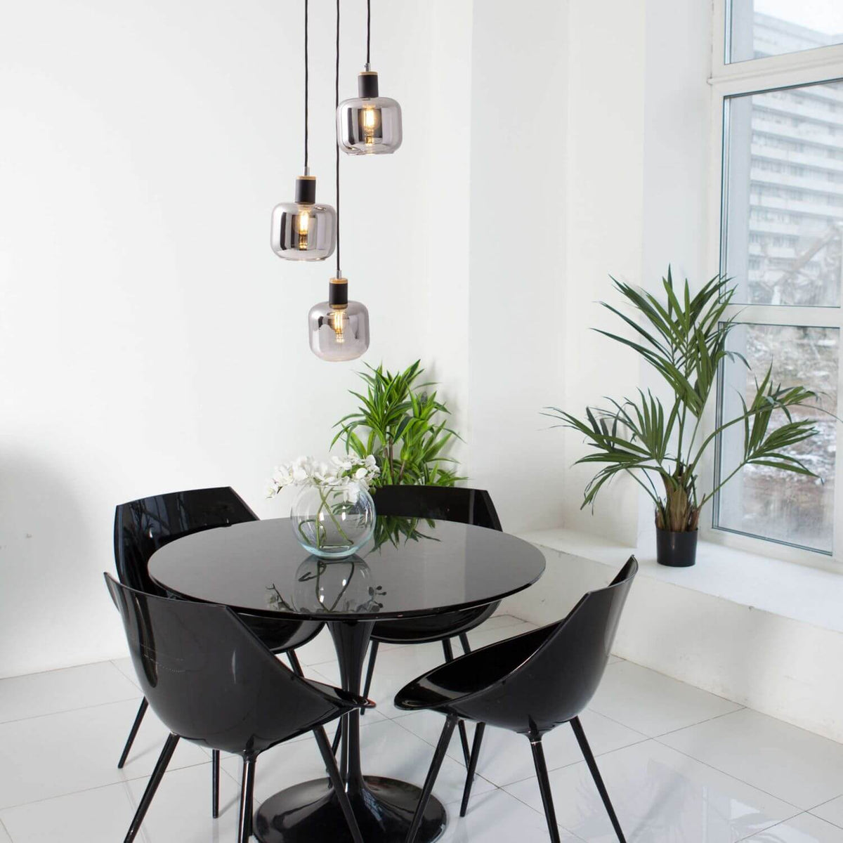Suspension Fumoso noire, verre, H 120 cm (6116722)