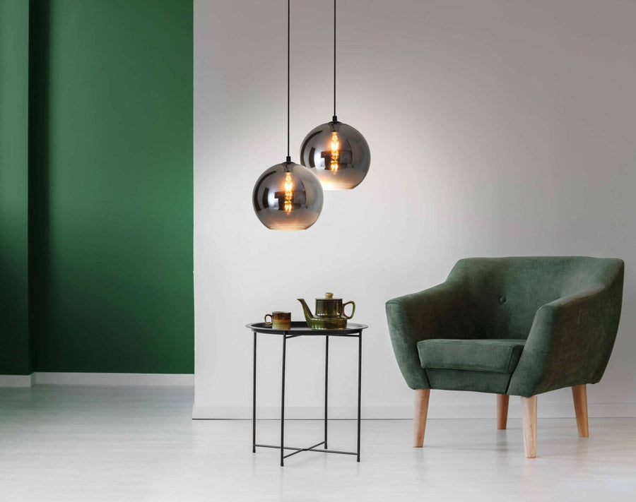Suspension Vaso anthracite, verre, H 125 cm