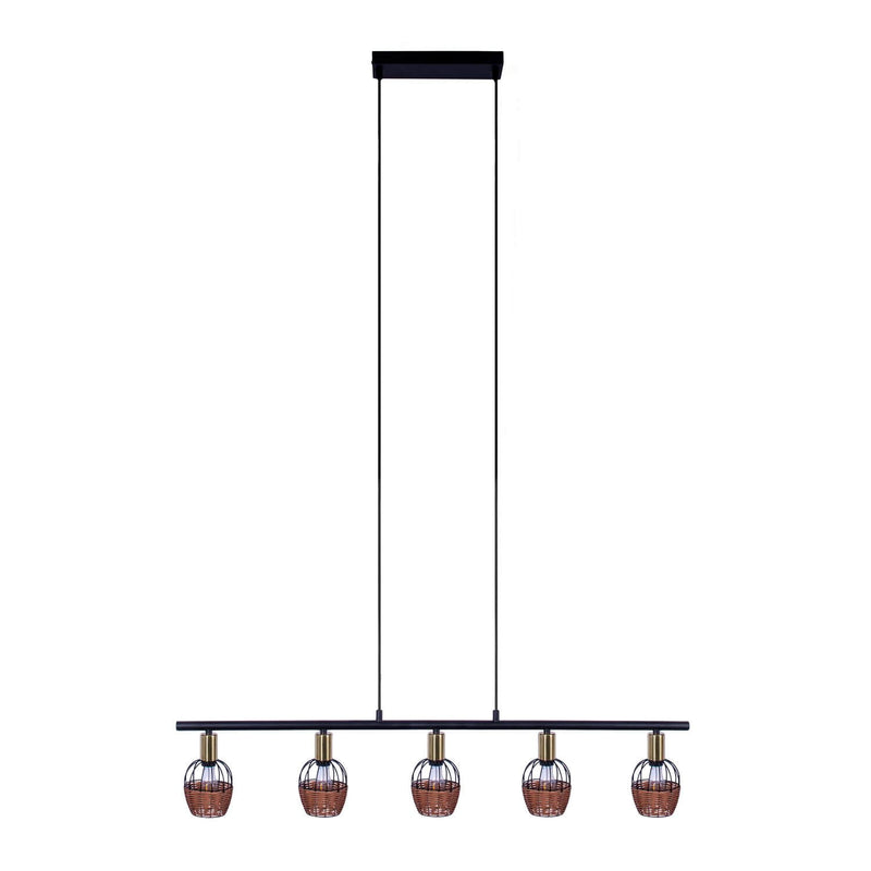 Suspension Corbis noire, rotin