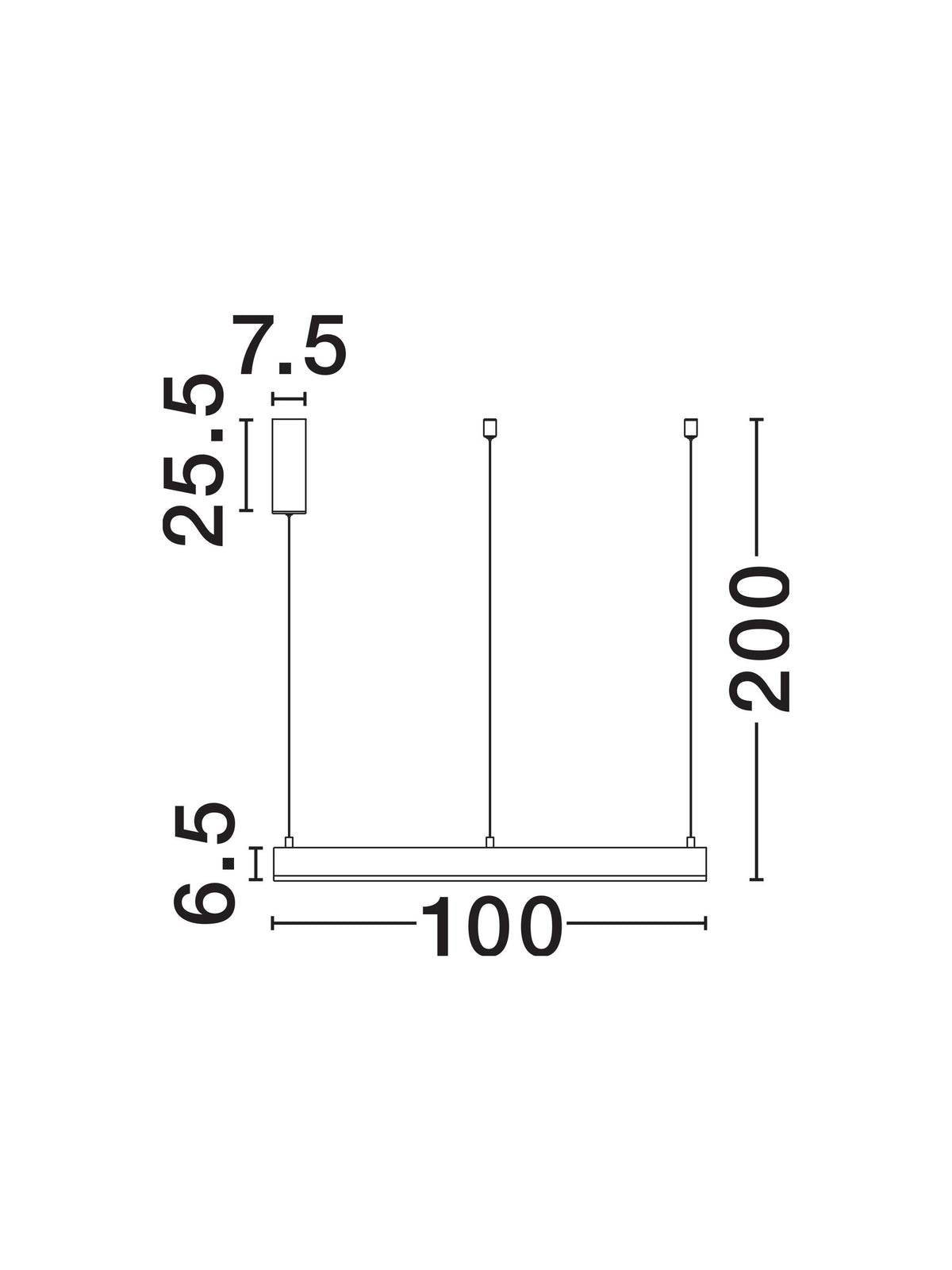 Suspension Motif noire, H 150 cm