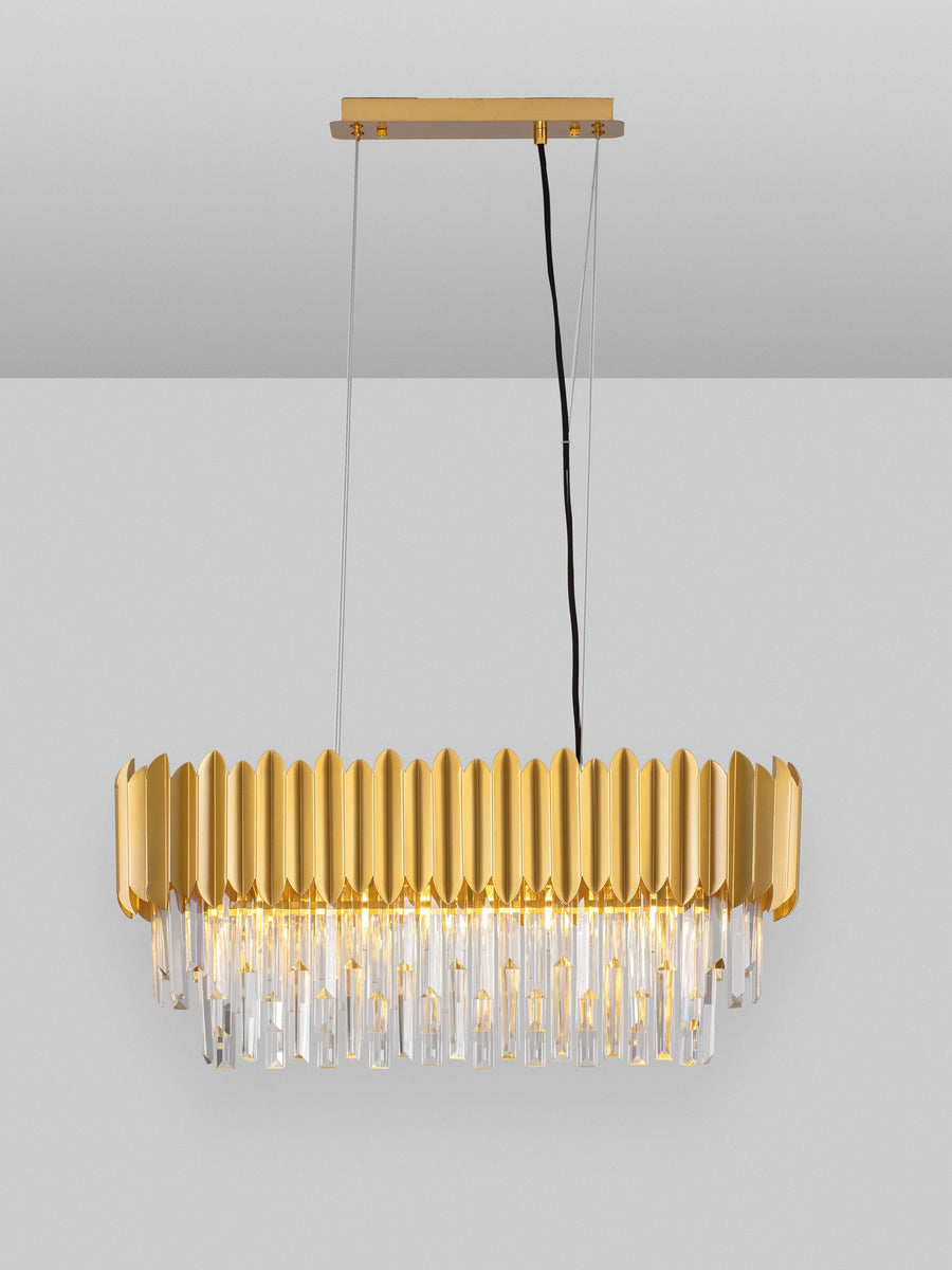 Suspension Magnolia 5 lumières dorée, cristal (9824077)