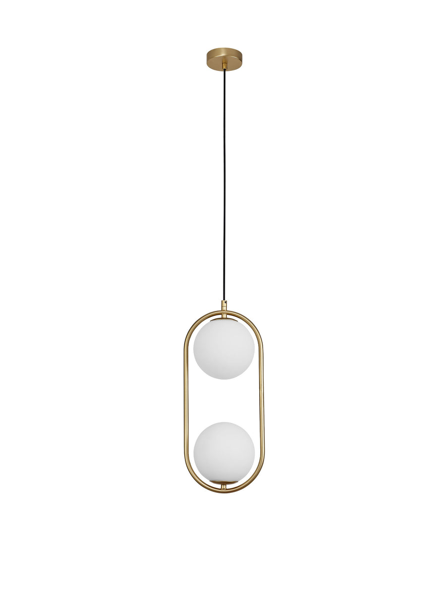 Suspension Obitar 2 lumières dorée, verre