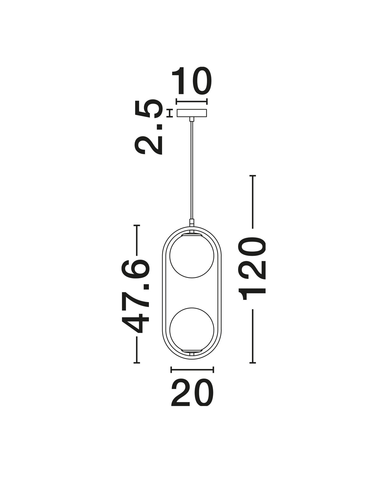 Suspension Obitar 2 lumières dorée, verre