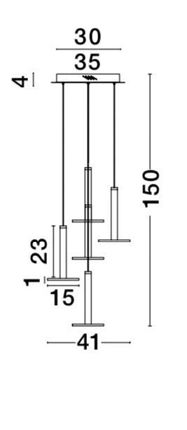 Suspension Palencia laiton, H 150 cm (1703301202)